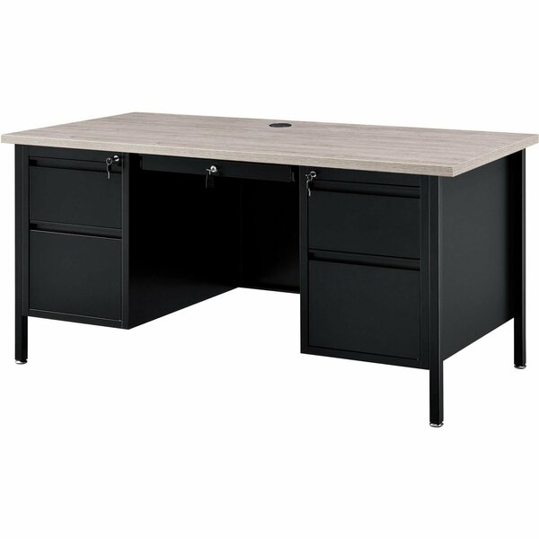Interion By Global Industrial Interion Steel Teachers Desk, 60inW x 30inD, Gray Top with Black Frame 695632GY